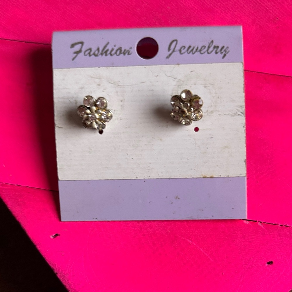 Elegant Crystal Flower Stud Earrings